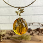Gold Set Baltic Amber Pendant
