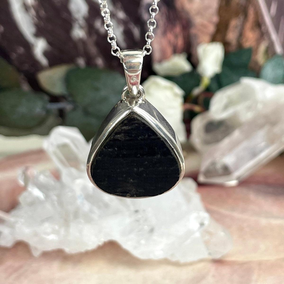 Black Tourmaline Pear Shaped Pendant
