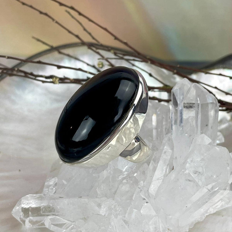 Oval Black Crystal Ring
