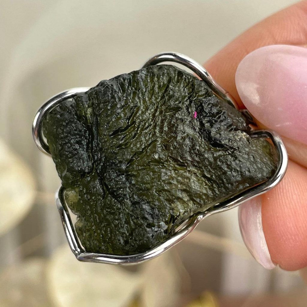 Original Moldavite In Silver