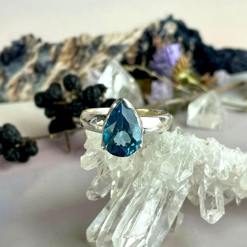 Pear Cut Blue Topaz Ring