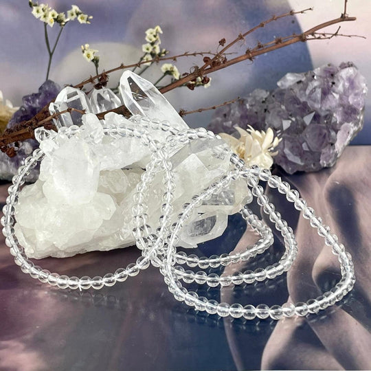 Clear Quartz 4mm Round Bead Crystal Bracelet