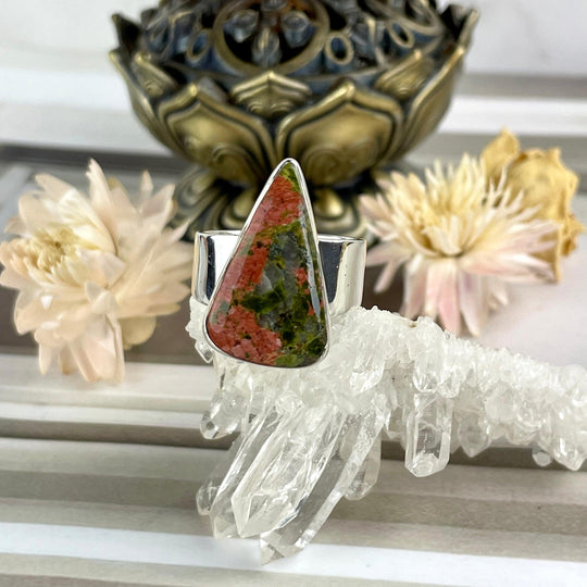 Unakite Elongated Triangle Ring