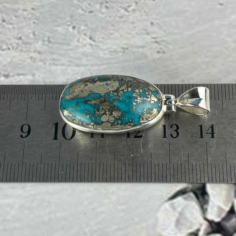 Turquoise With Pyrite Oval Pendant