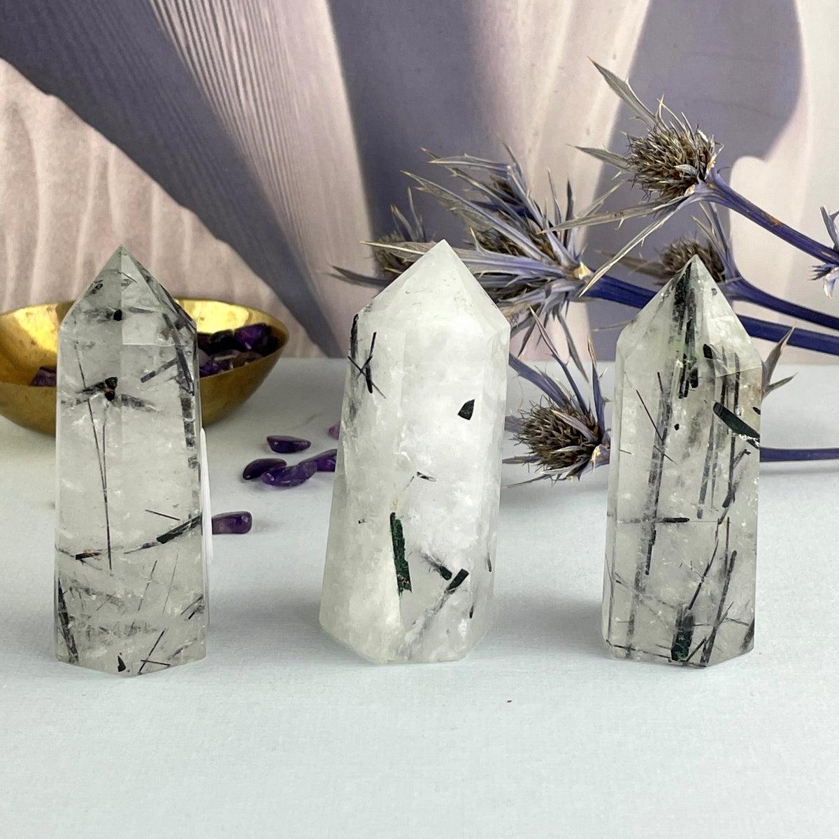 Clear Quartz With Black Tourmaline Crystal