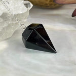 Obsidian Crystal Silver Pendulum