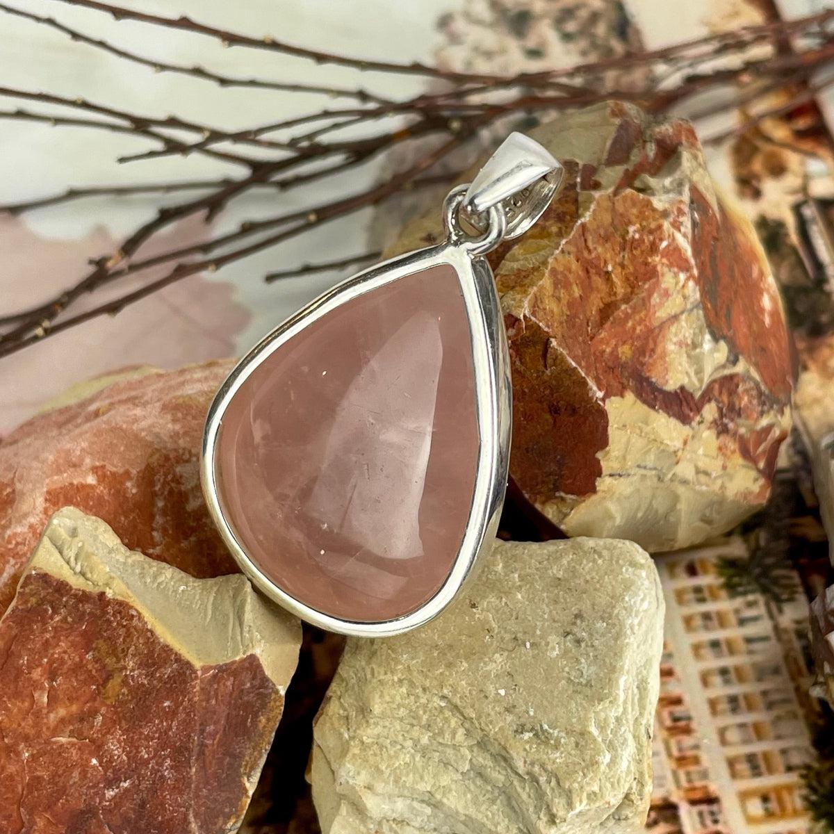 Rose Quartz In Solid Silver