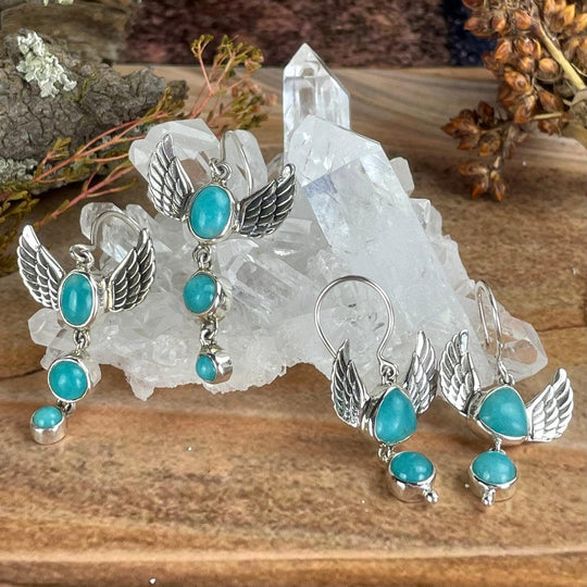 Amazonite Winged Earrings