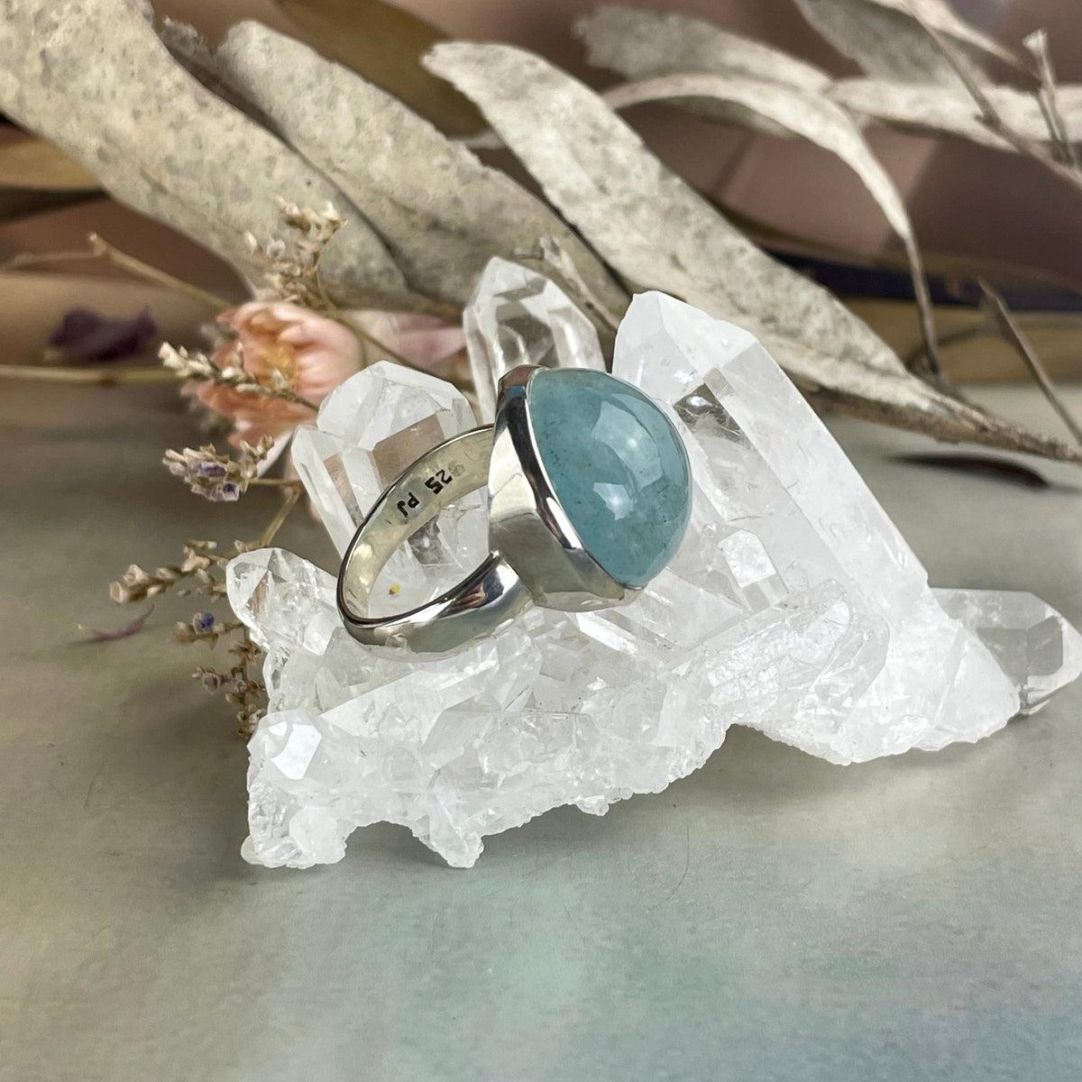 Round Aquamarine Ring