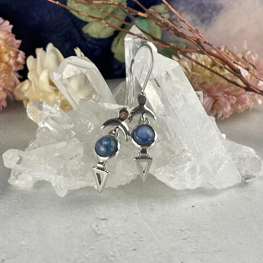 Kyanite Crescent Moon Earrings