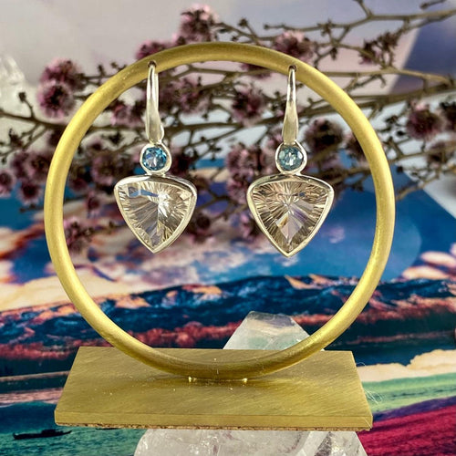 Clear Quartz & Blue Topaz Earrings