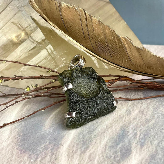 Authentic Moldavite Raw Pendant