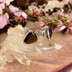 Garnet Trillion Stud Earrings