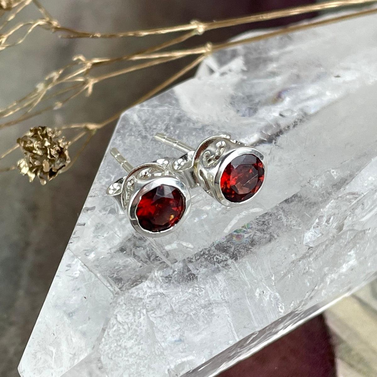 Red Gemstone Stud Earrings