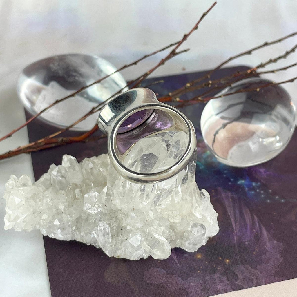 Wide Band Amethyst Ring