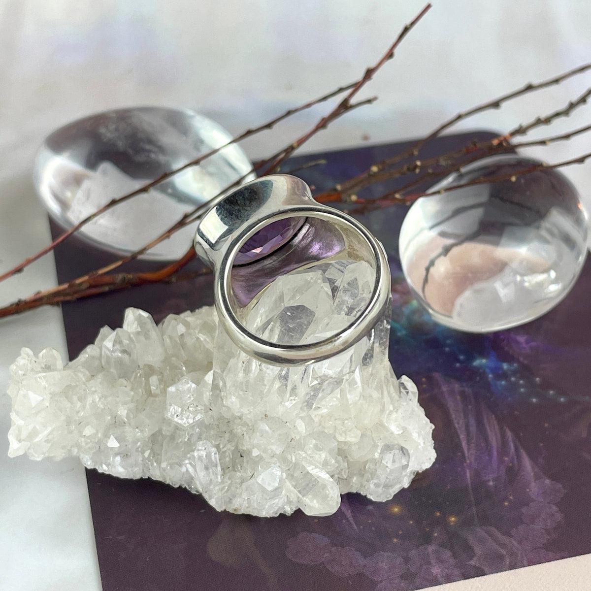Wide Band Amethyst Ring