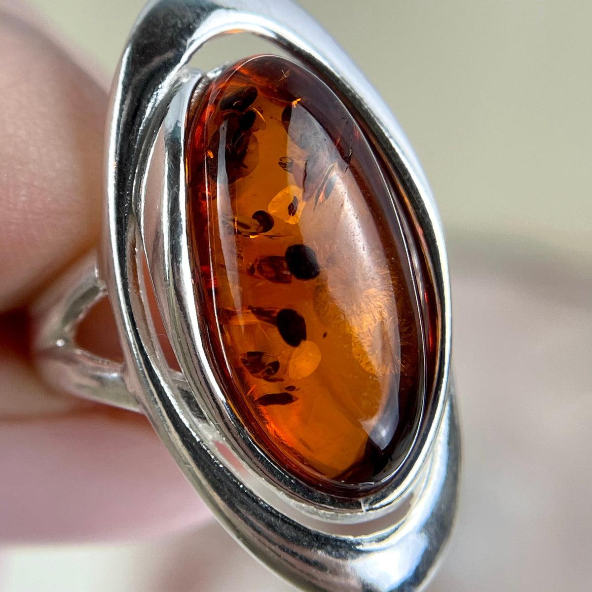 Sterling Silver Amber Ring