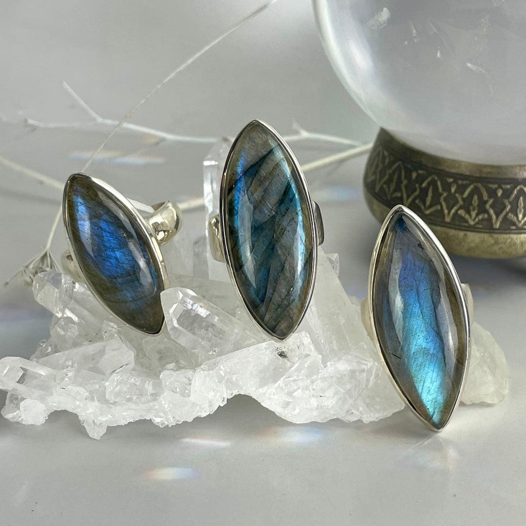 Marquise Shaped Labradorite Ring