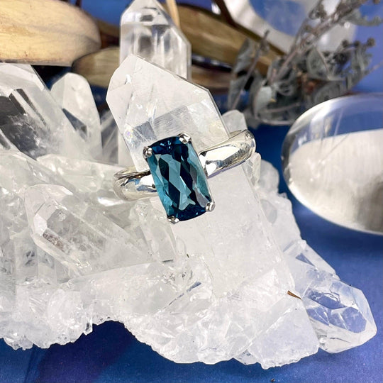 Swiss Blue Topaz Rectangle Ring