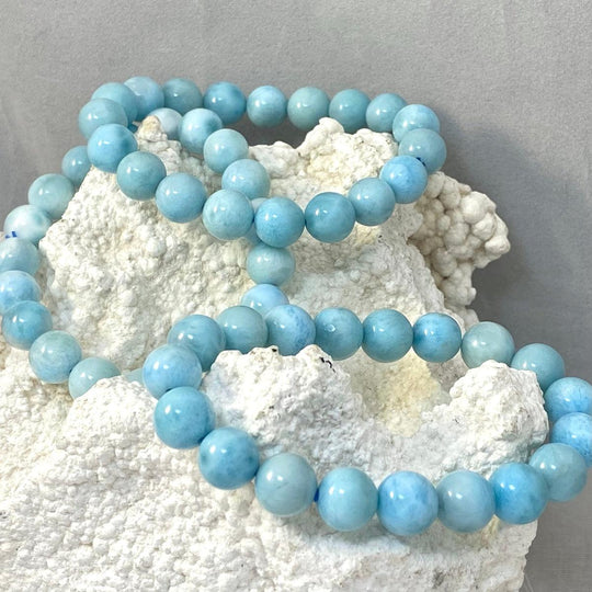 Larimar Round Bead Bracelet