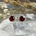 Garnet Brilliant Cut Stud Earrings