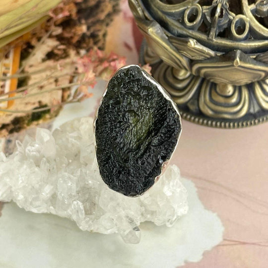 Authentic Moldavite Freeform Ring