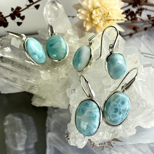 Larimar Oval Earrings