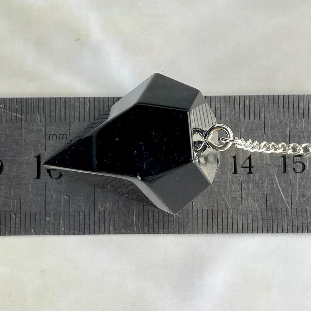 Faceted Black Crystal Pendulum