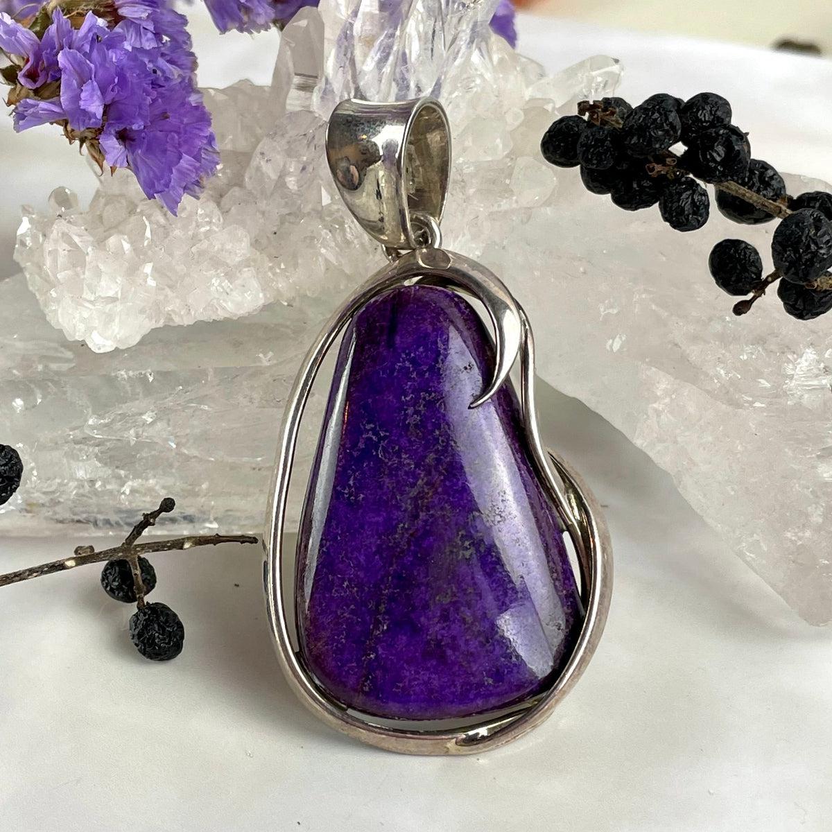 Purple Crystal Silver Pendant