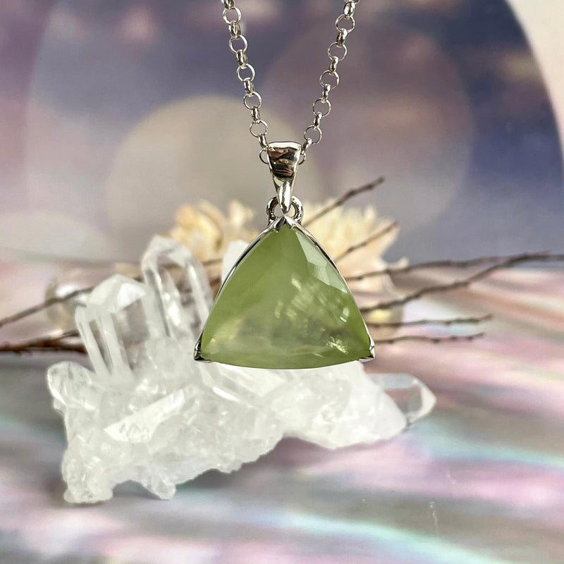 Trillion Cut Prehnite Pendant