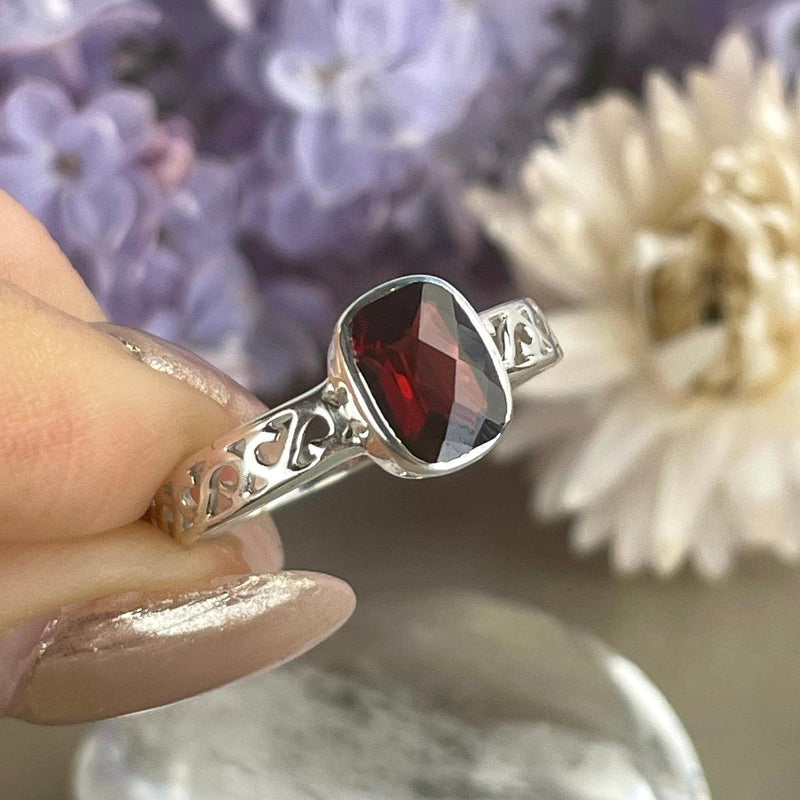 Garnet Sterling Silver Ring