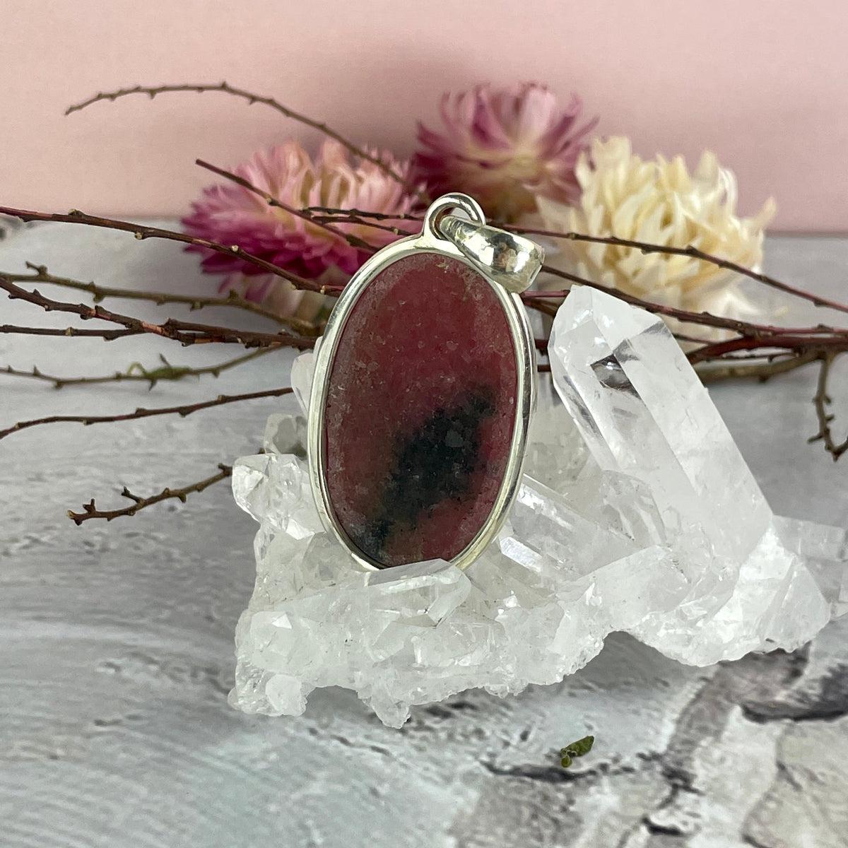 Pink And Black Crystal Pendant