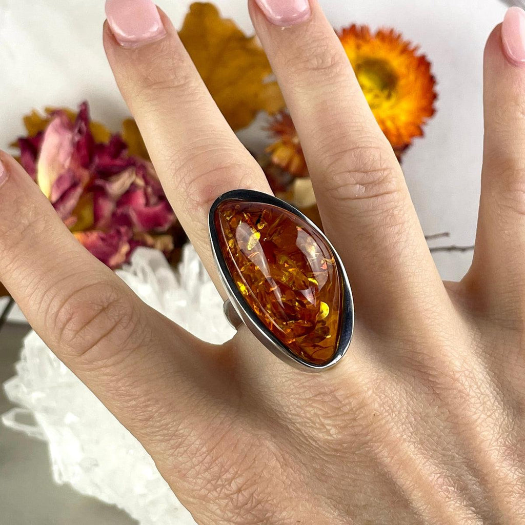 Sterling Silver Amber Ring