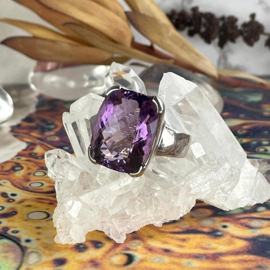 Amethyst Rectangle Cushion Cut Ring