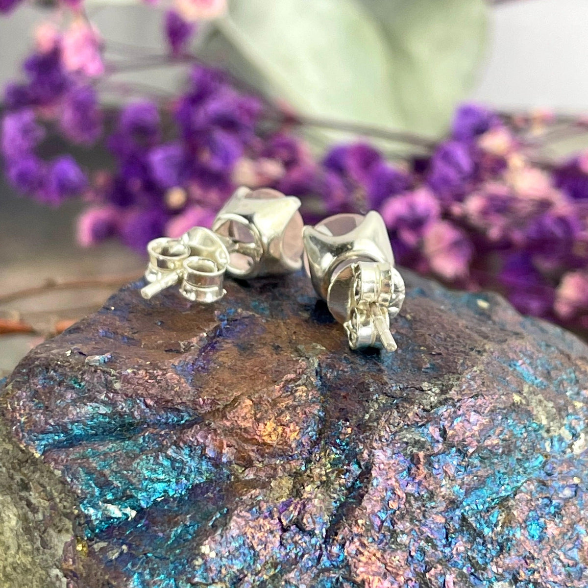Pink Gemstone Stud Earrings