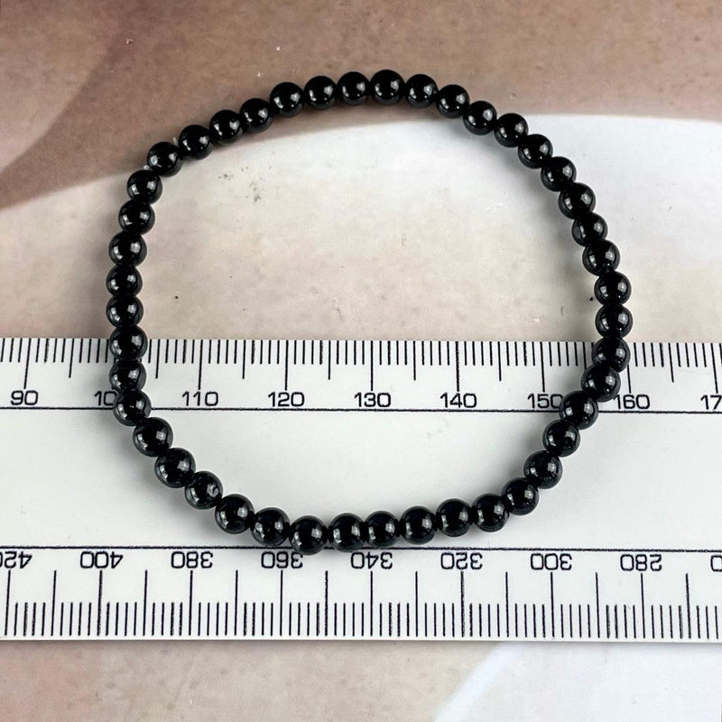 Black Tourmaline Bead Elastic Bracelet