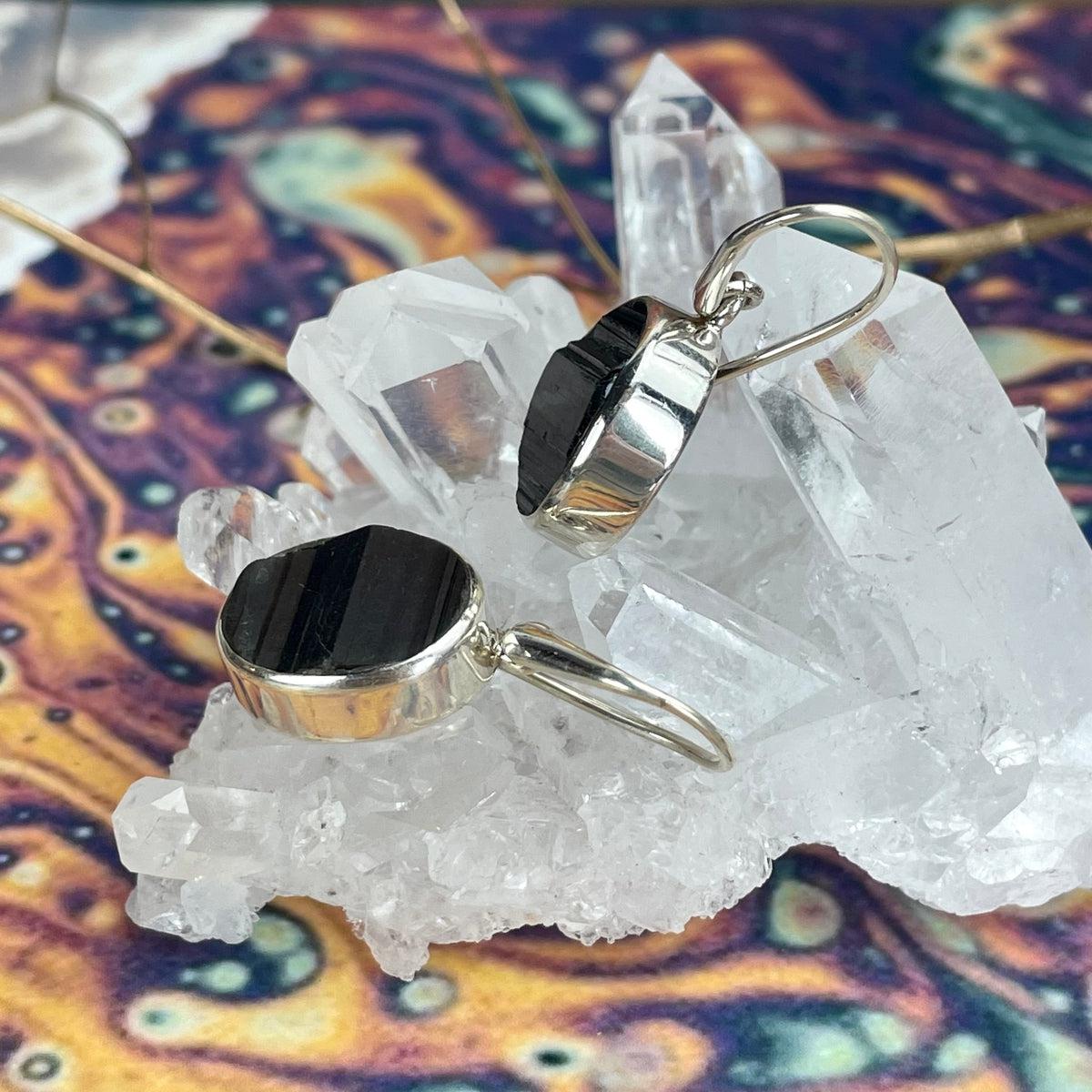 Oval Black Tourmaline Earrings