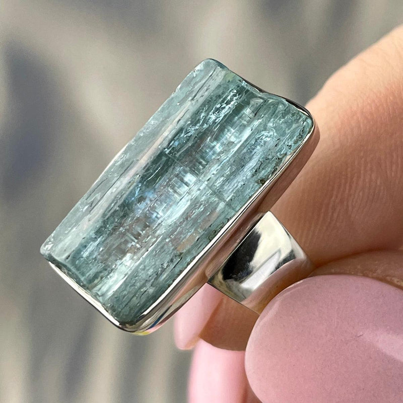 Aquamarine Crystal Bar Ring