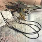 Black Tourmaline Faceted 2mm Bead Necklace