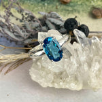 Oval Cut Blue Topaz Silver Ring