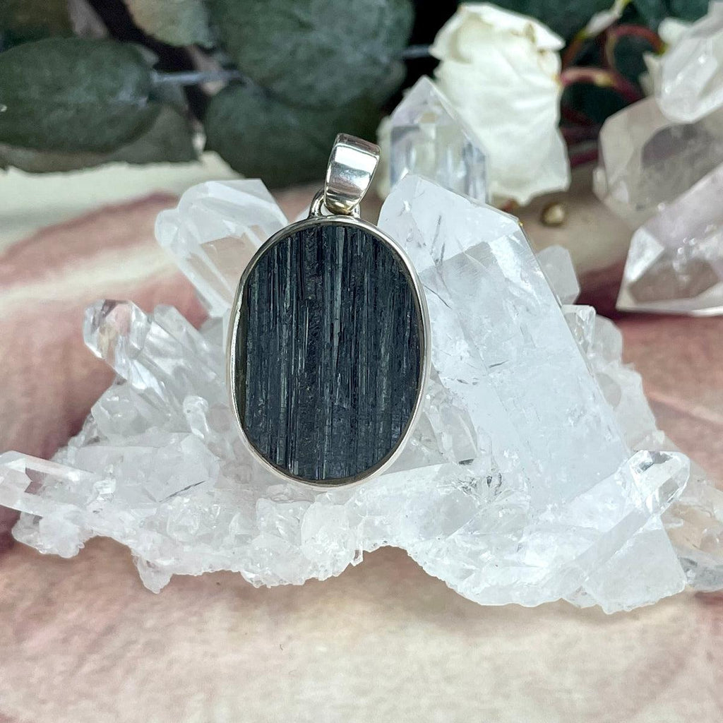Oval Raw Black Tourmaline Necklace