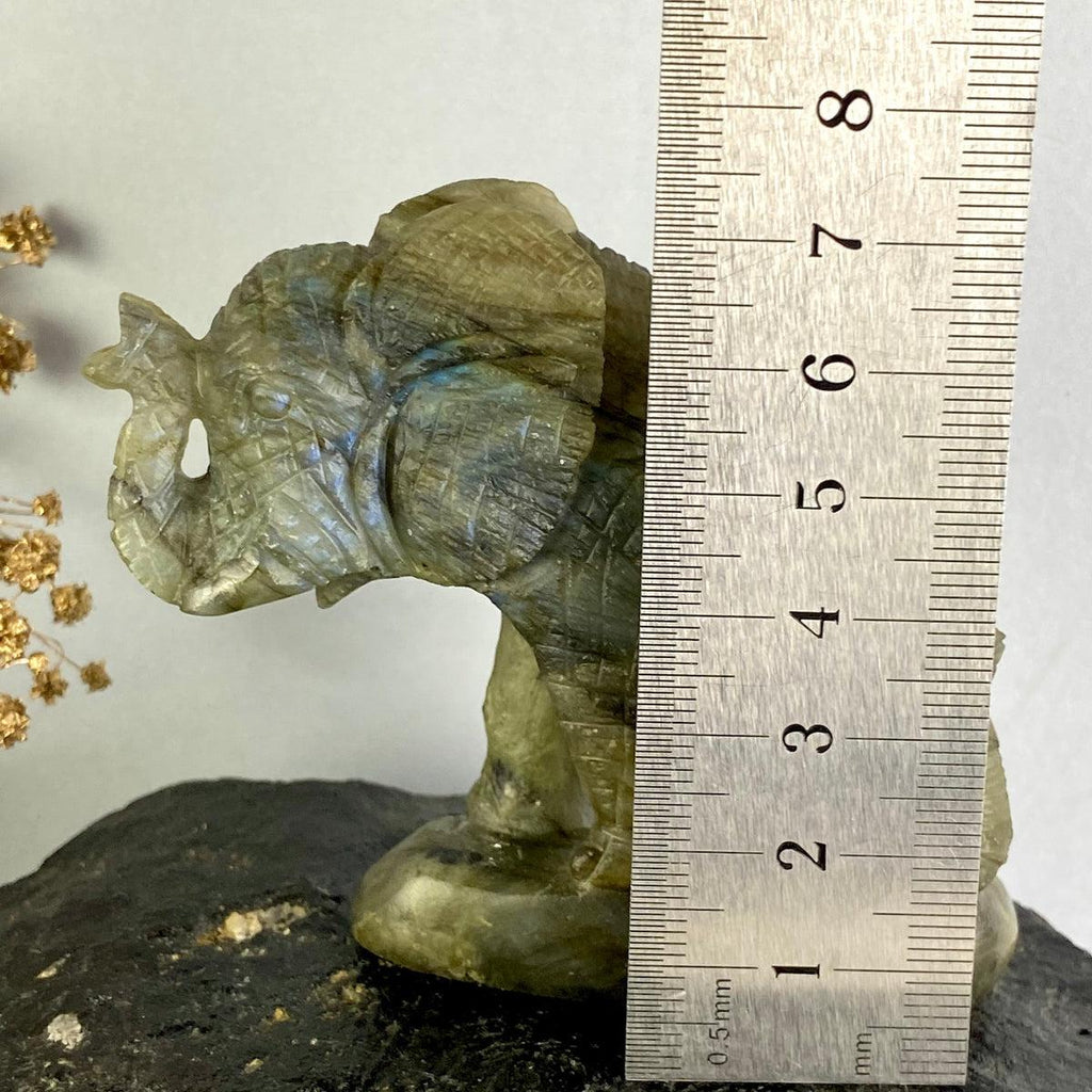 Labradorite Elephant Hand Carved Statue
