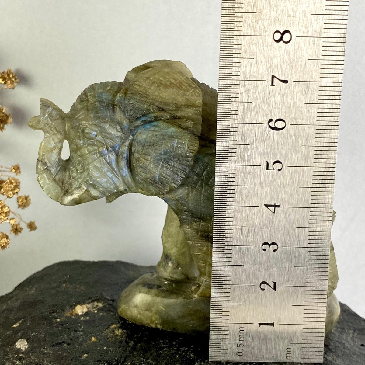 Labradorite Elephant Hand Carved Statue