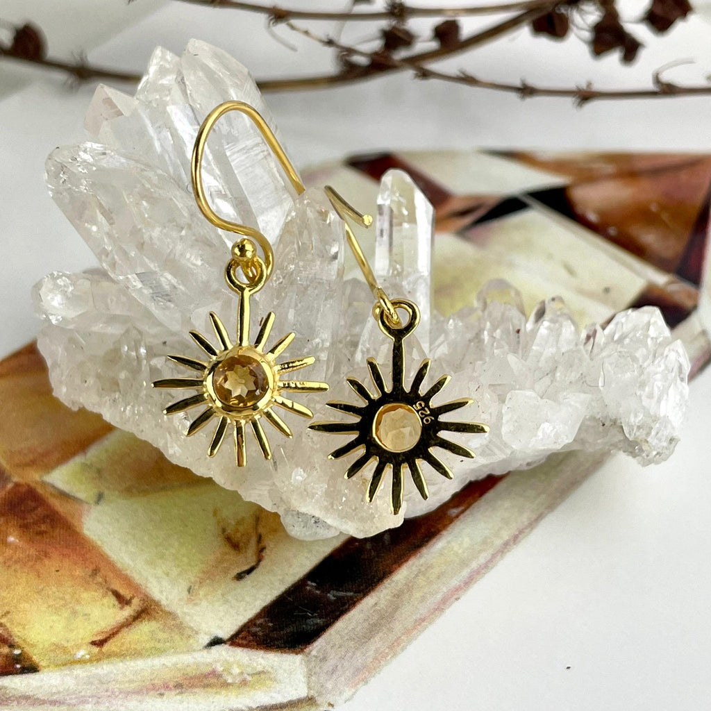 Yellow Gemstone Gold Earrings