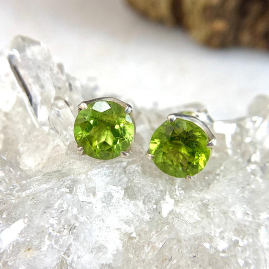 Peridot Brilliant Cut Stud Earrings