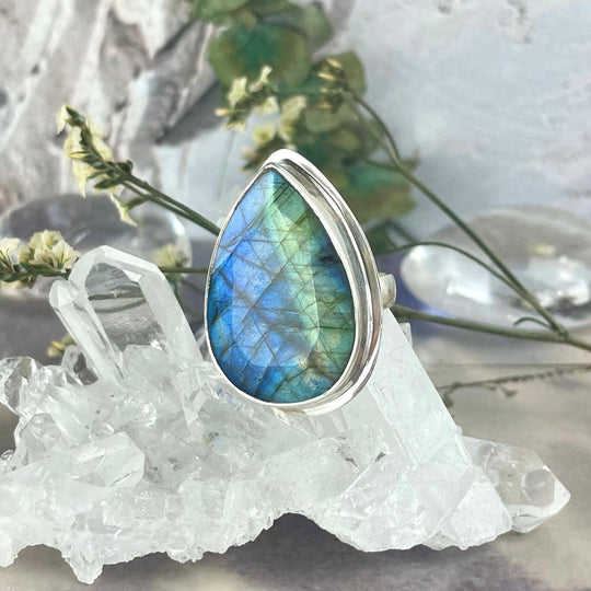 Labradorite Teardrop Ring