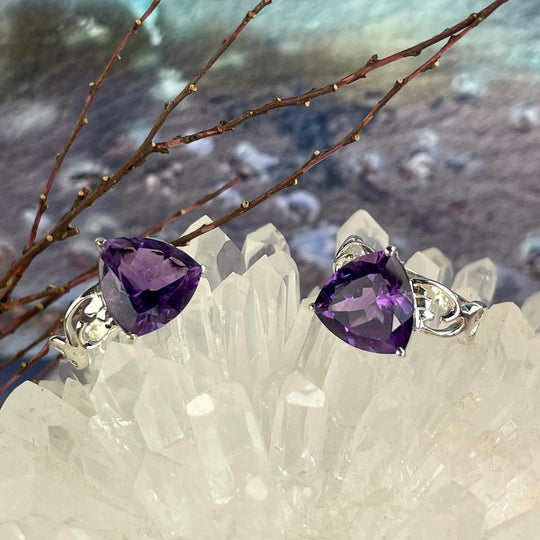 Amethyst Trillion Ornate Band Ring