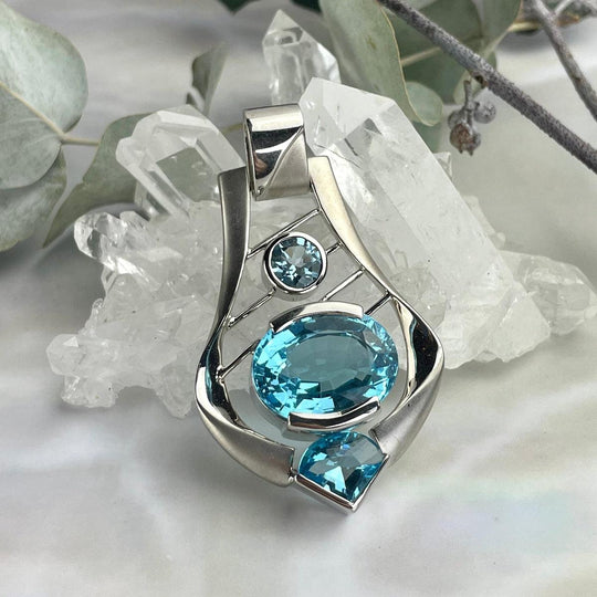 Blue Topaz Contemporary Large Pendant by Janusz Szkutnik