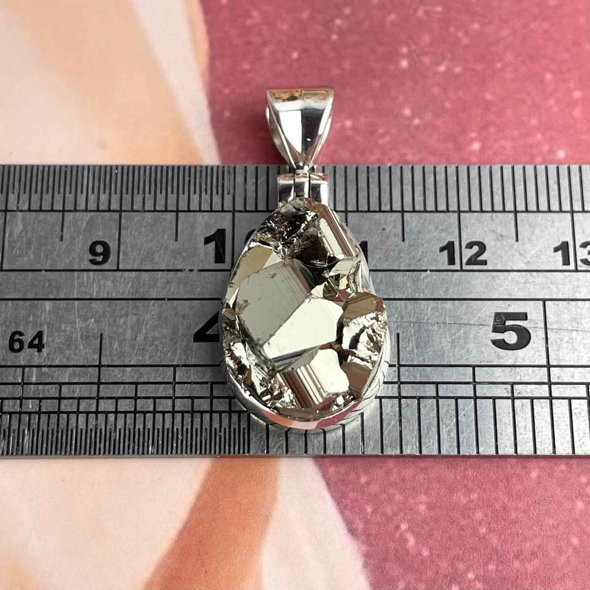 Pyrite Cluster Silver Pendant