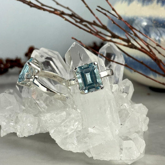 Blue Topaz Emerald Cut Ring